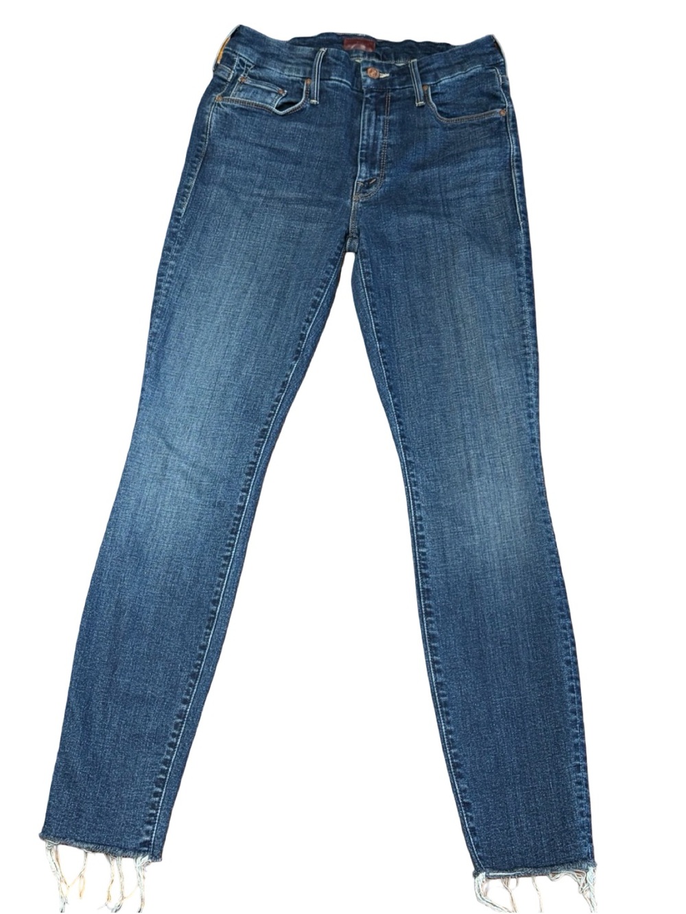 MOTHER The Looker Ankle Fray Jeans Size 27 Hot Springs Wash Raw Hem Skinny
